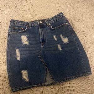 H&M denim jean distressed cotton mini skirt size 10